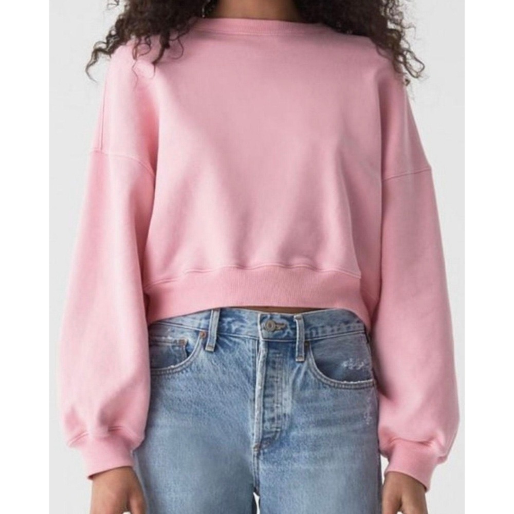 Papermoon Pink Cropped Sweatshirt Balloon Sleeve Pullover PT17835 Women Medium
